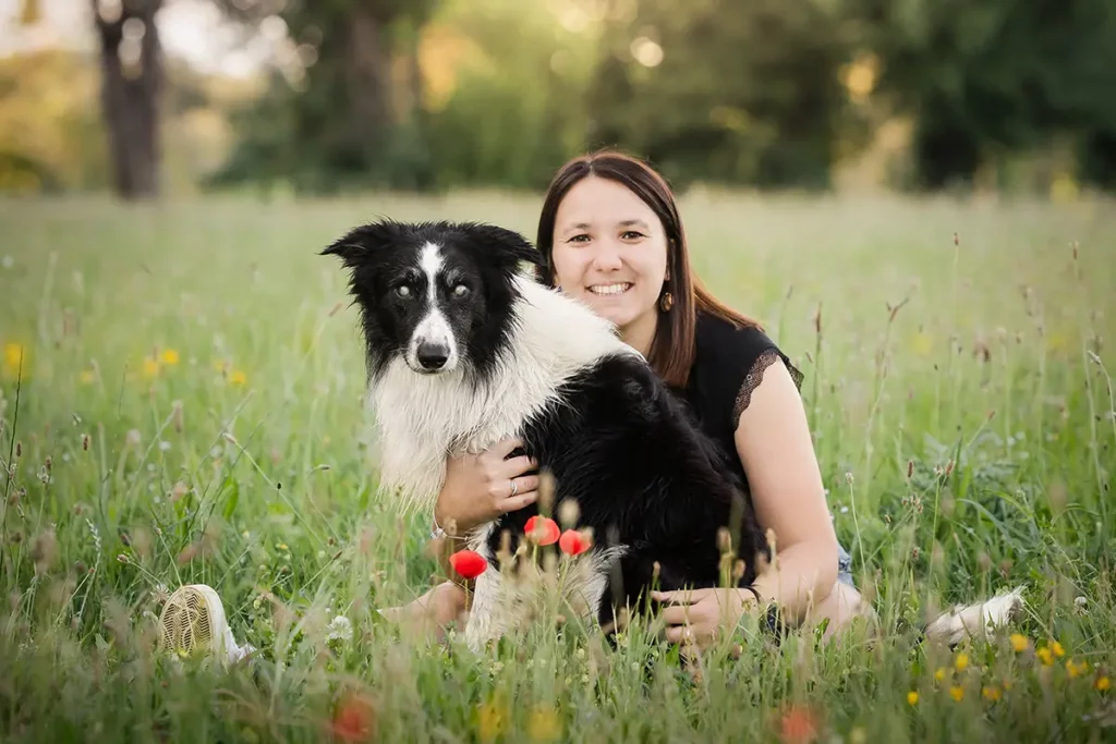 seance photo chien aveugle Rio et Laetitia ensmble
